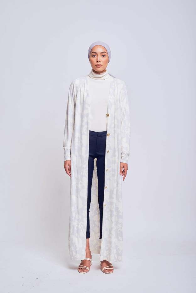 Daffodil Long Greyish Blue Cardigan - Mimpikita