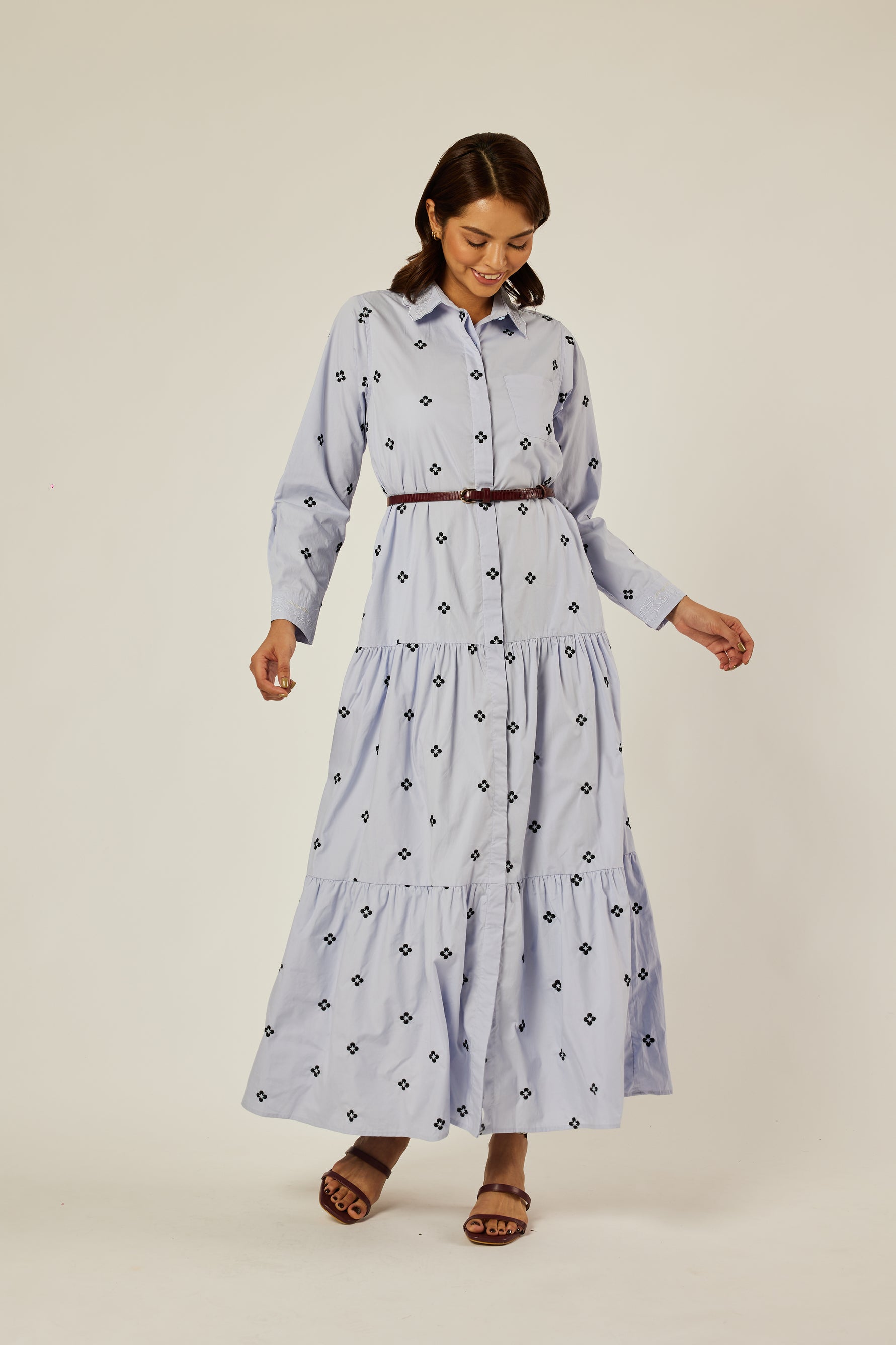 Reed Blue Embroidered Dress