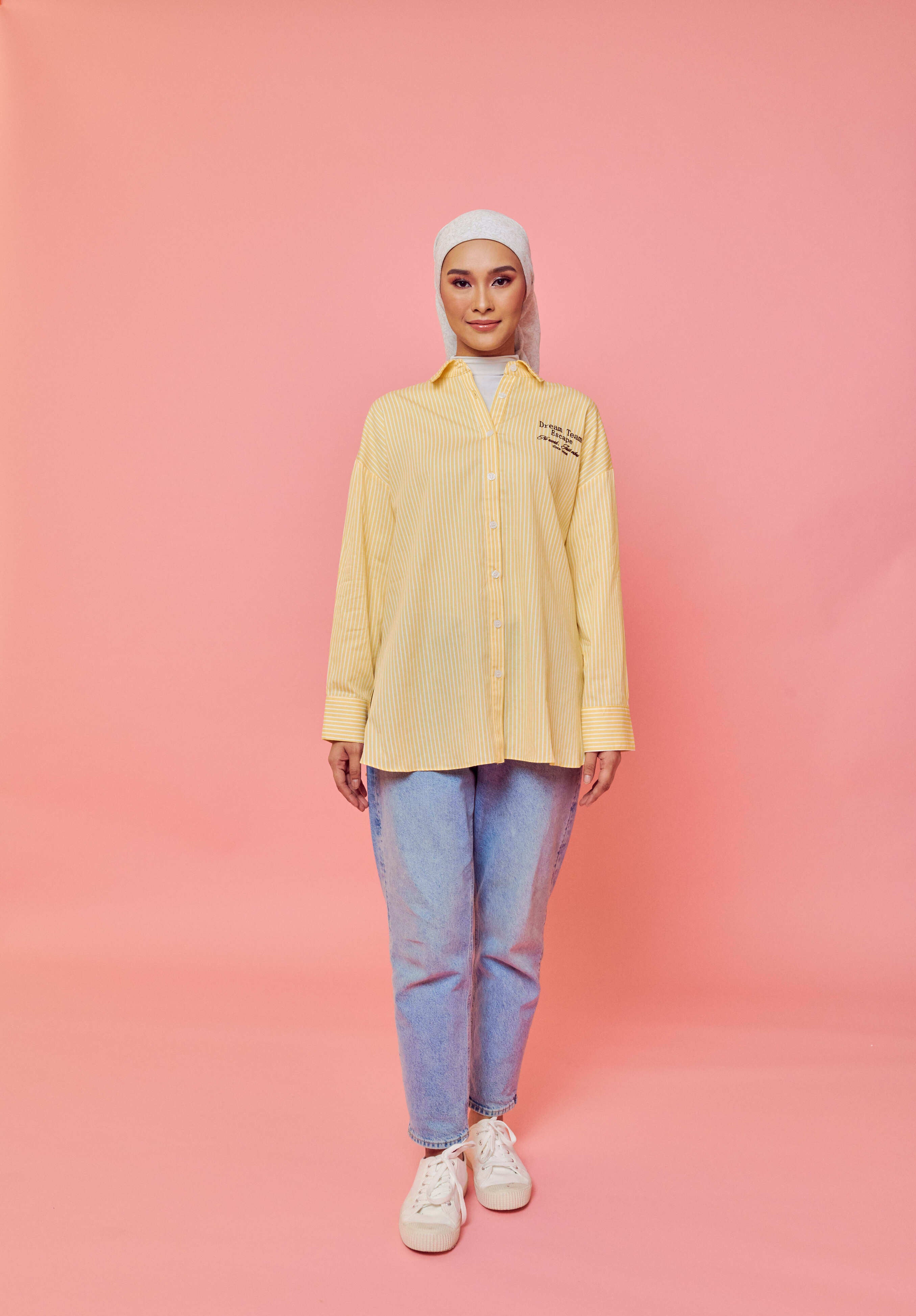 Dream Team Yellow Oversized Striped Shirt