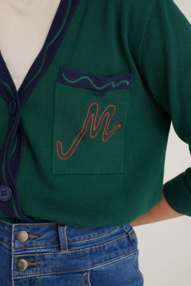 Chéri Emerald Green Wool Cardigan for Women