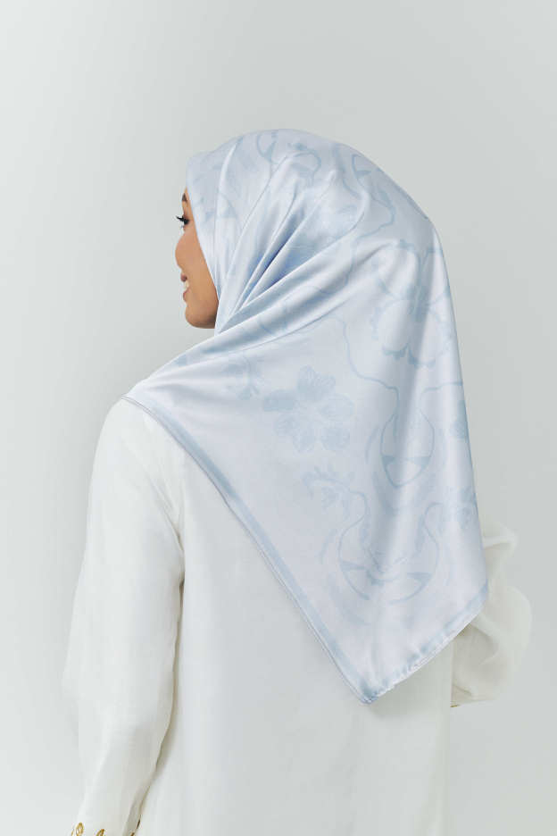 Hanna Powder Blue Satin Square Scarf