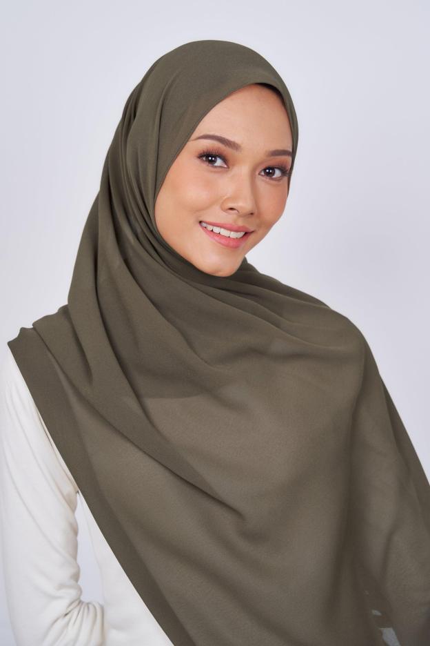 Women's Chiffon Shawl in Olive