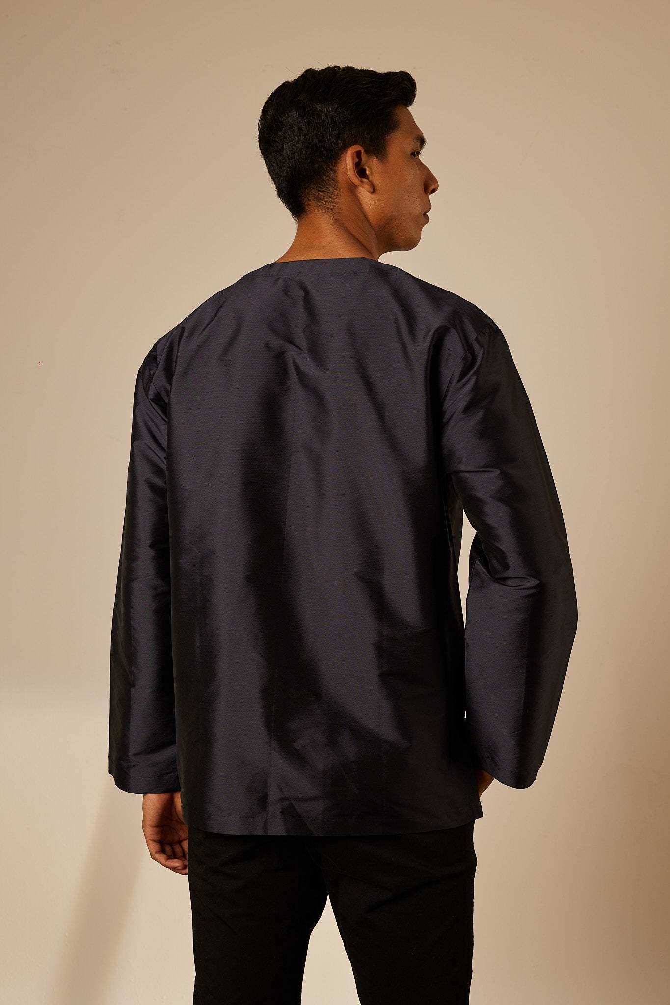 Exclusive Men's Navy Baju Melayu Top
