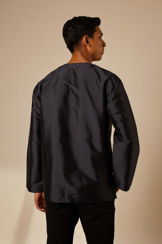 Exclusive Men's Navy Baju Melayu Top
