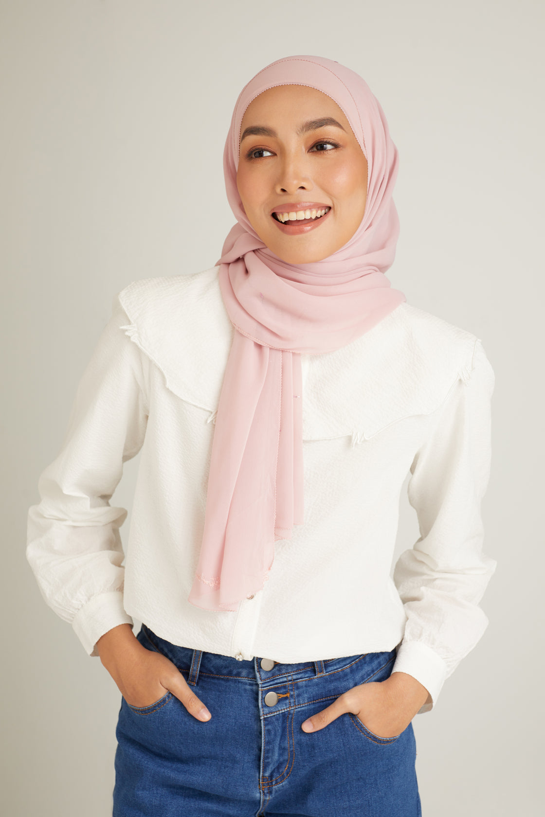 Cacia Dusty Pink Chiffon Shawl