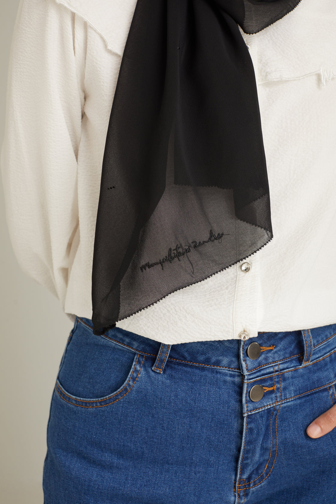 Cacia Black Chiffon  Shawl 