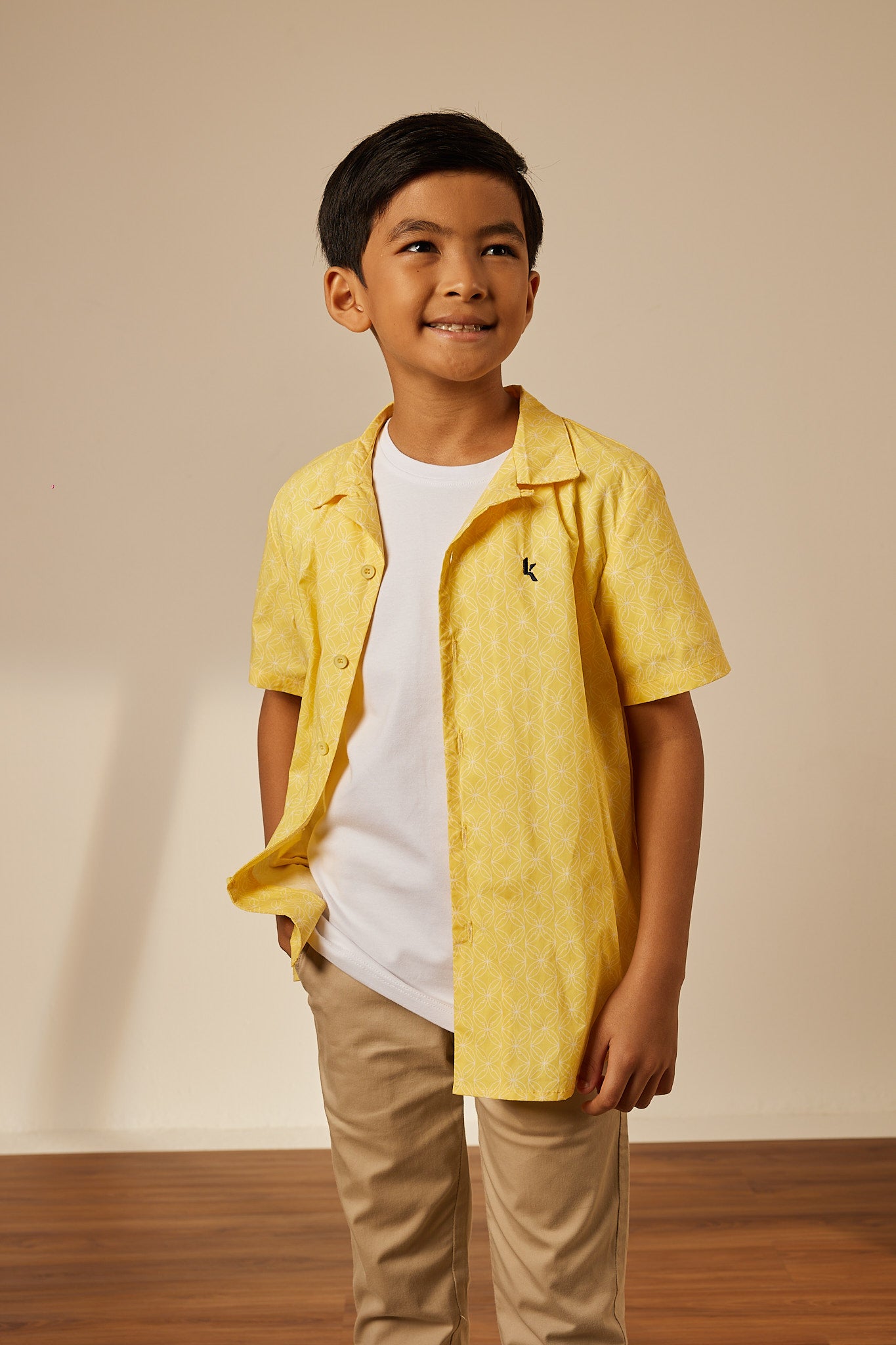 Mini Andika Yellow Collared Button-Up Shirt