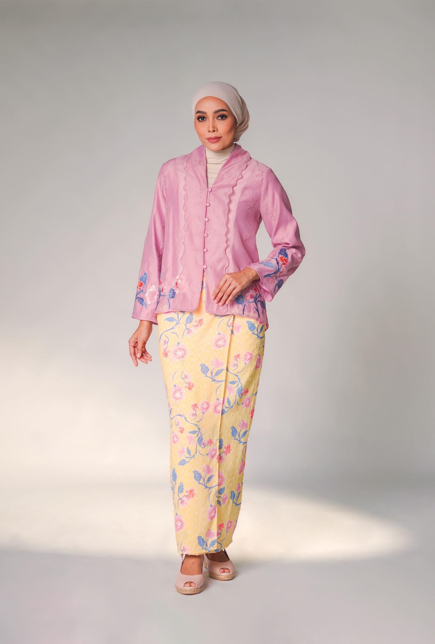 Purple Mawar Loose Kebaya Kurung Set