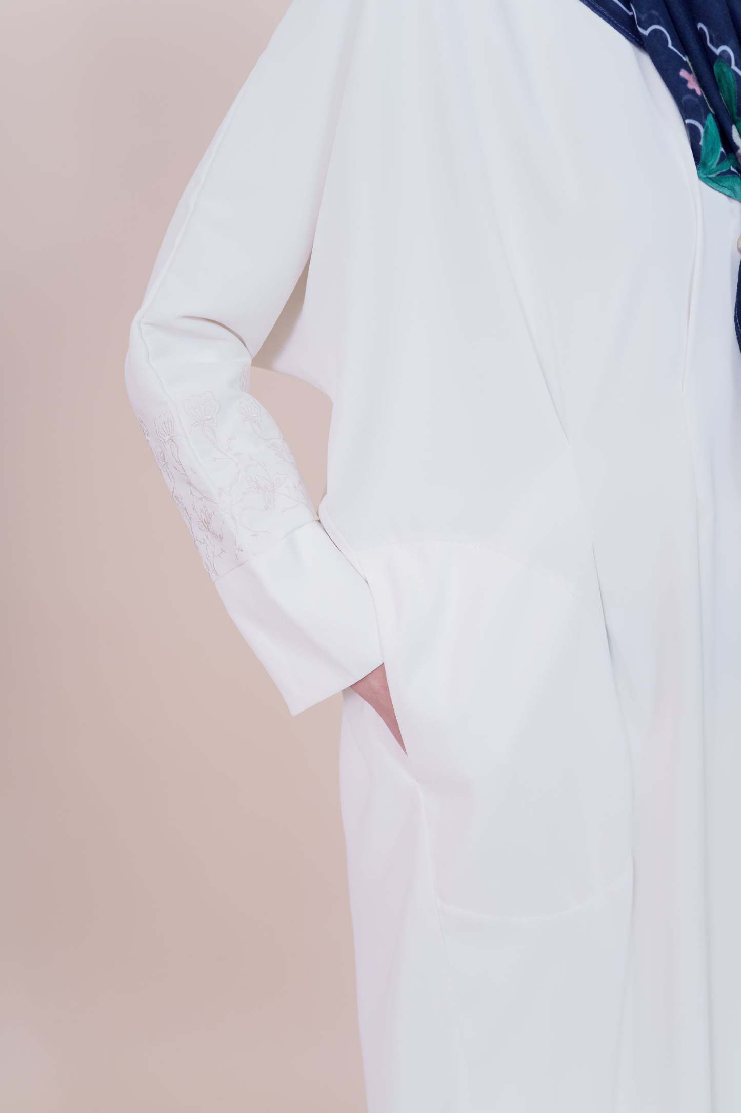 Medina Embroidered Off White Dress