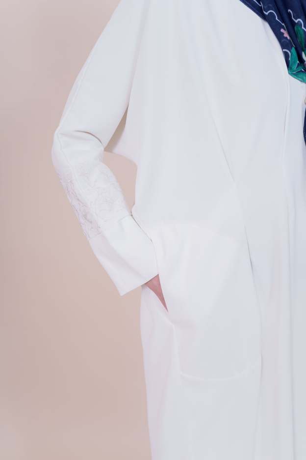 Medina Embroidered Off White Dress