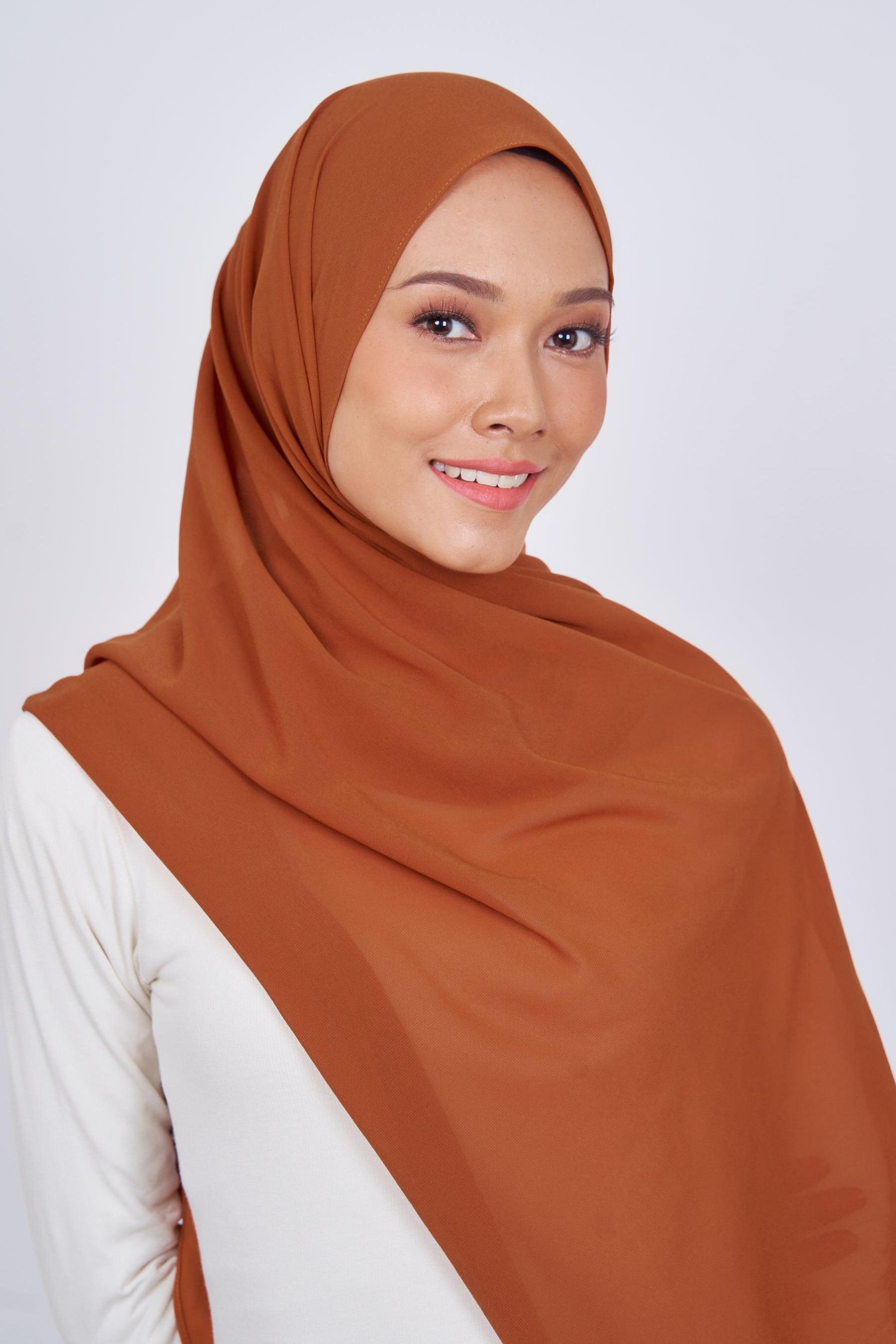 Women's Chiffon Shawl in Burnt Orange
