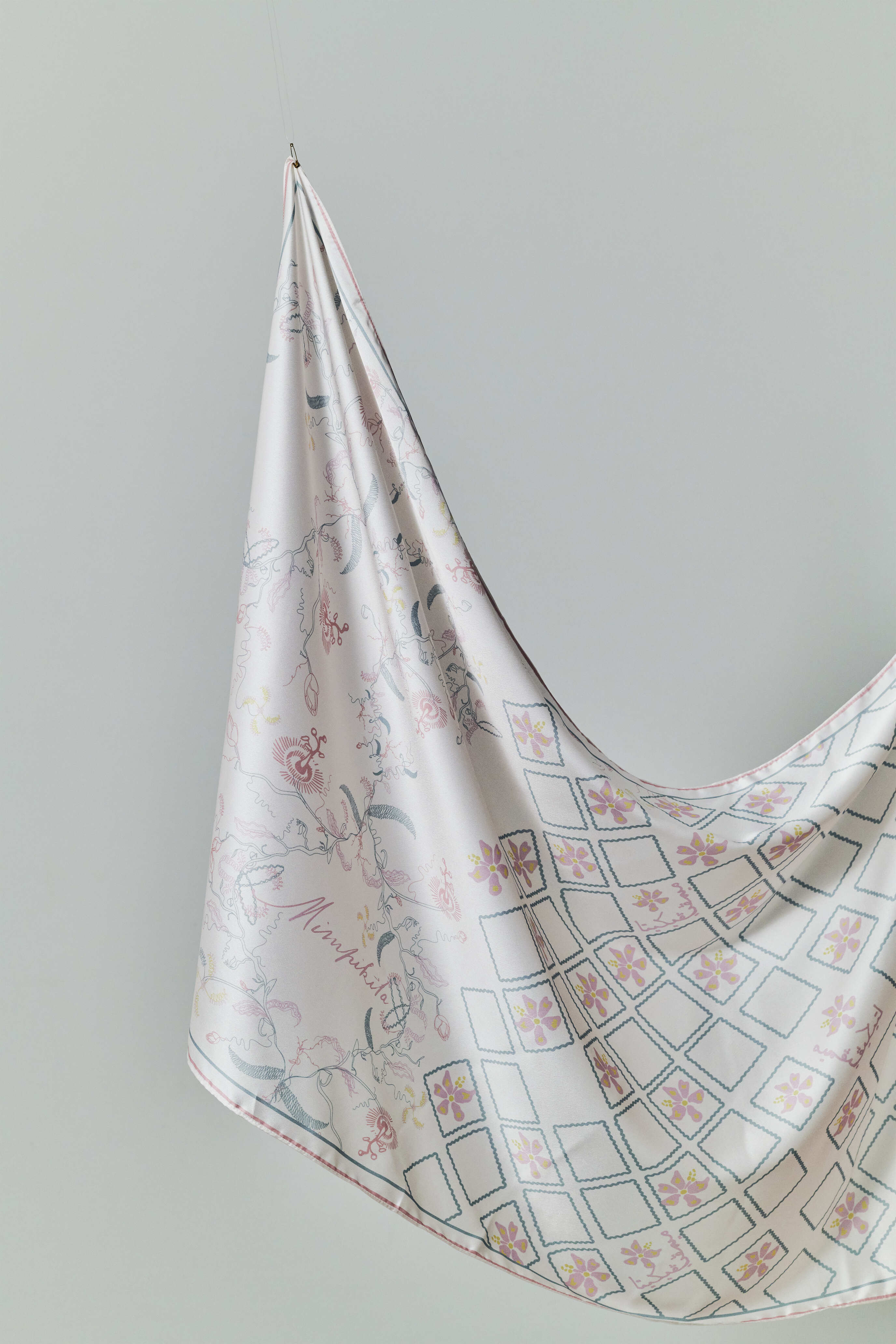 Raia Off White Satin Silk Shawl