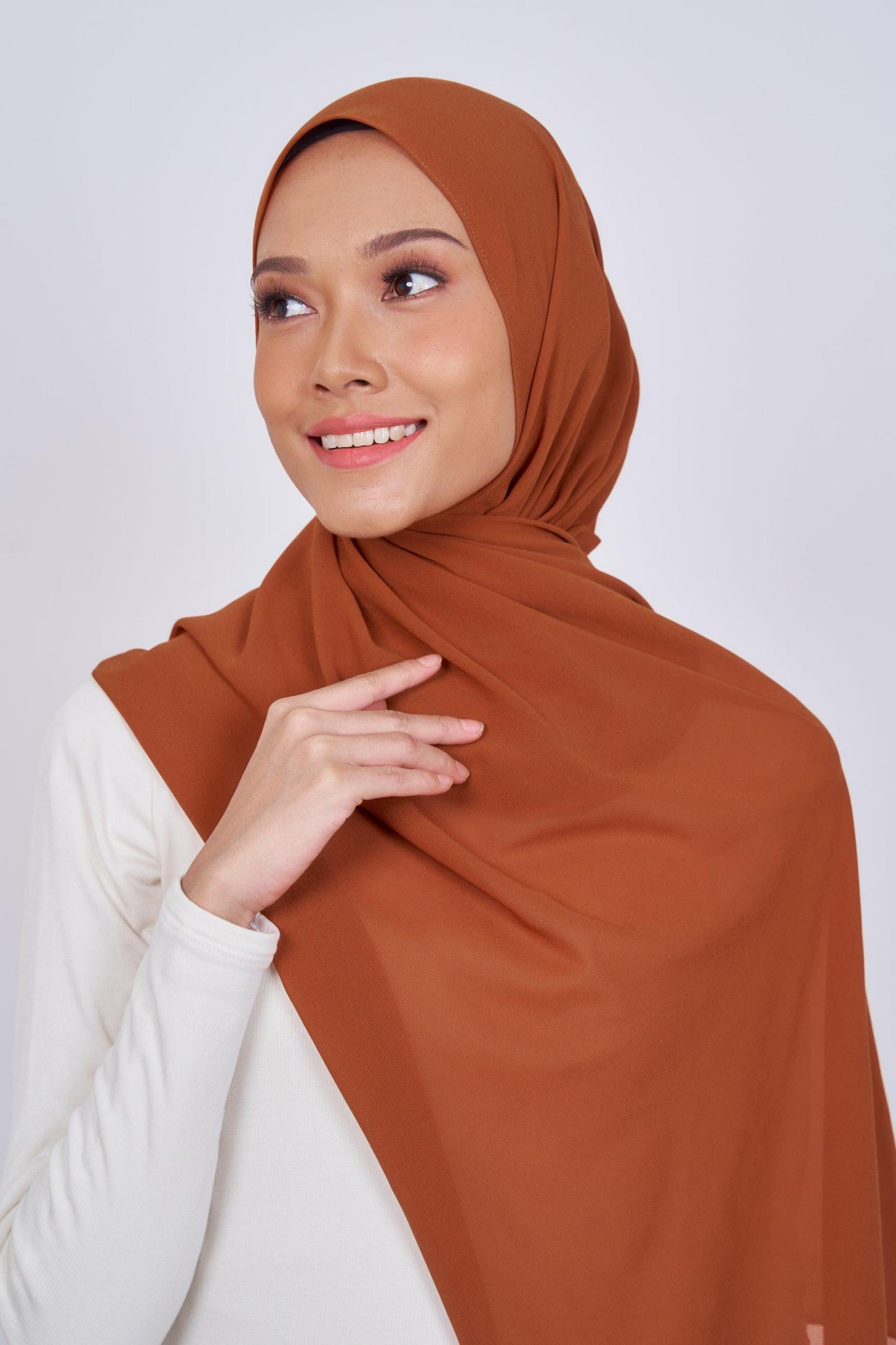 Women's Chiffon Shawl in Burnt Orange