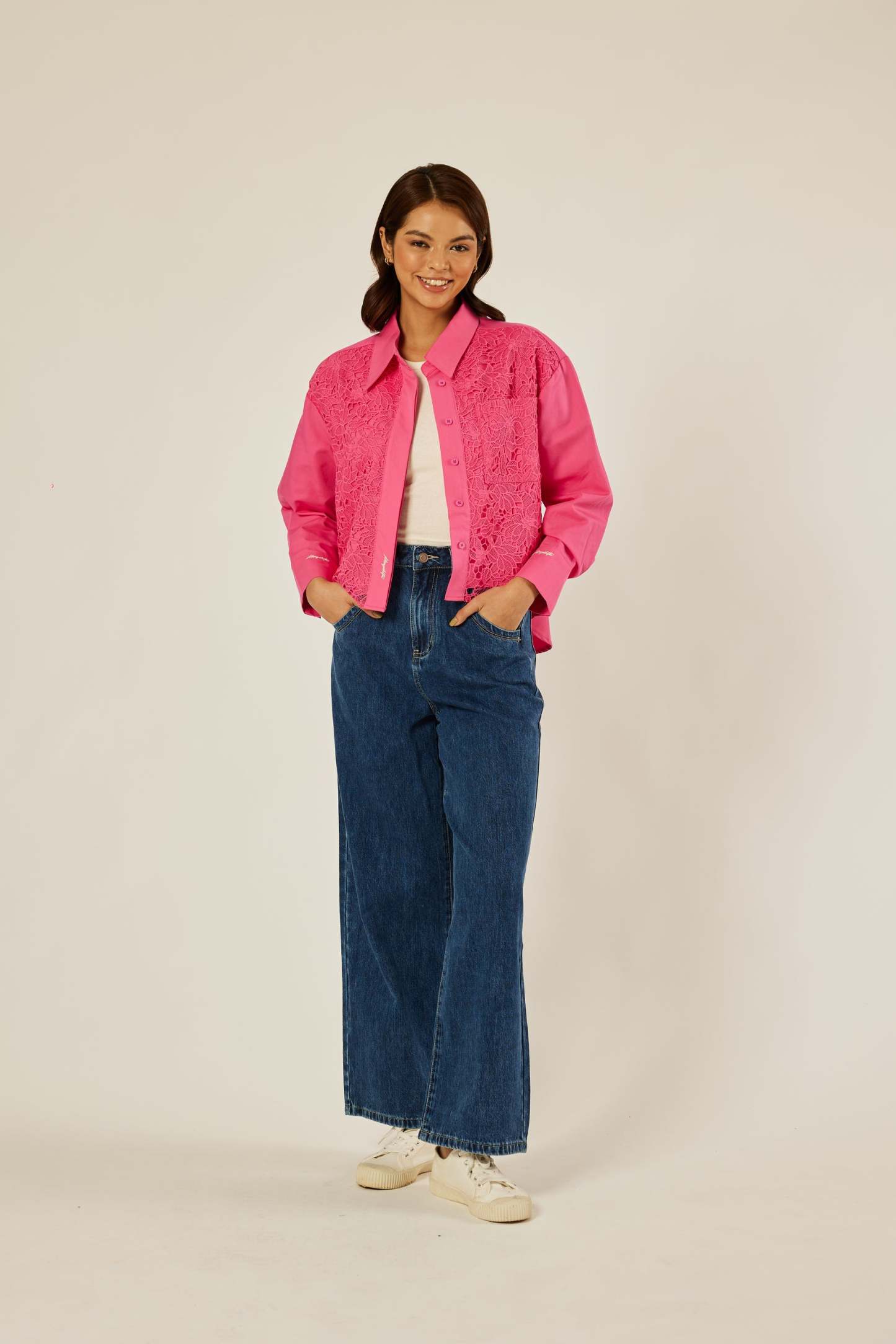 Lara Wide Straight Jeans - Blue