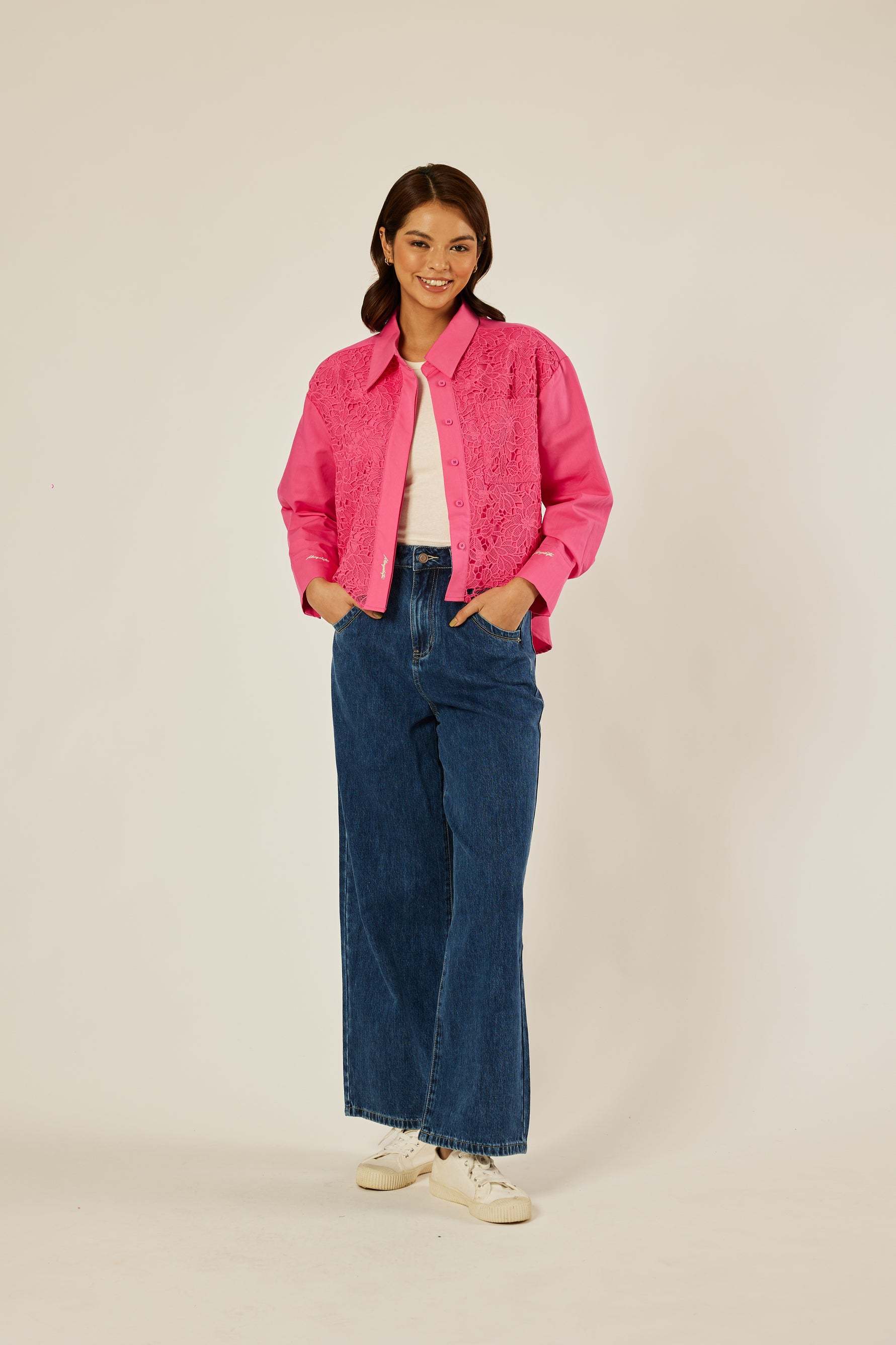Lara Wide Straight Jeans - Blue