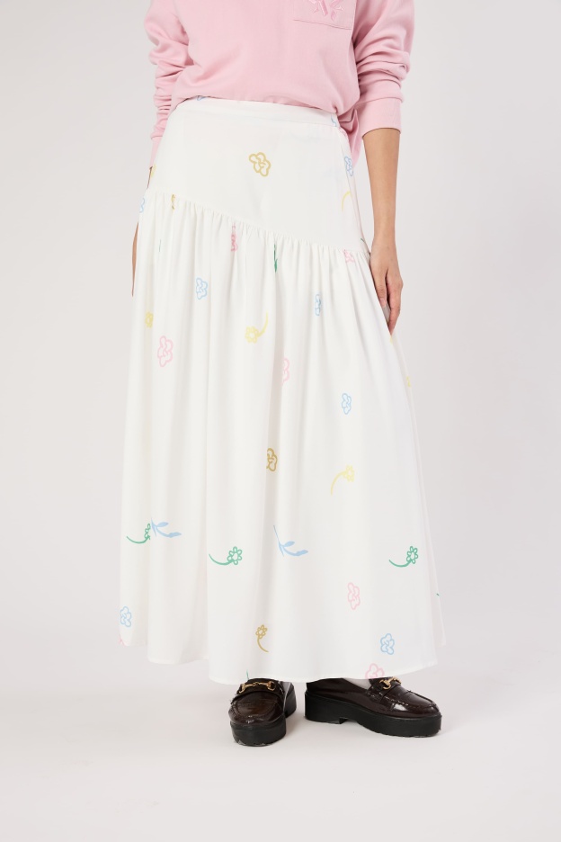 Charlotte White Floral Printed Skirt