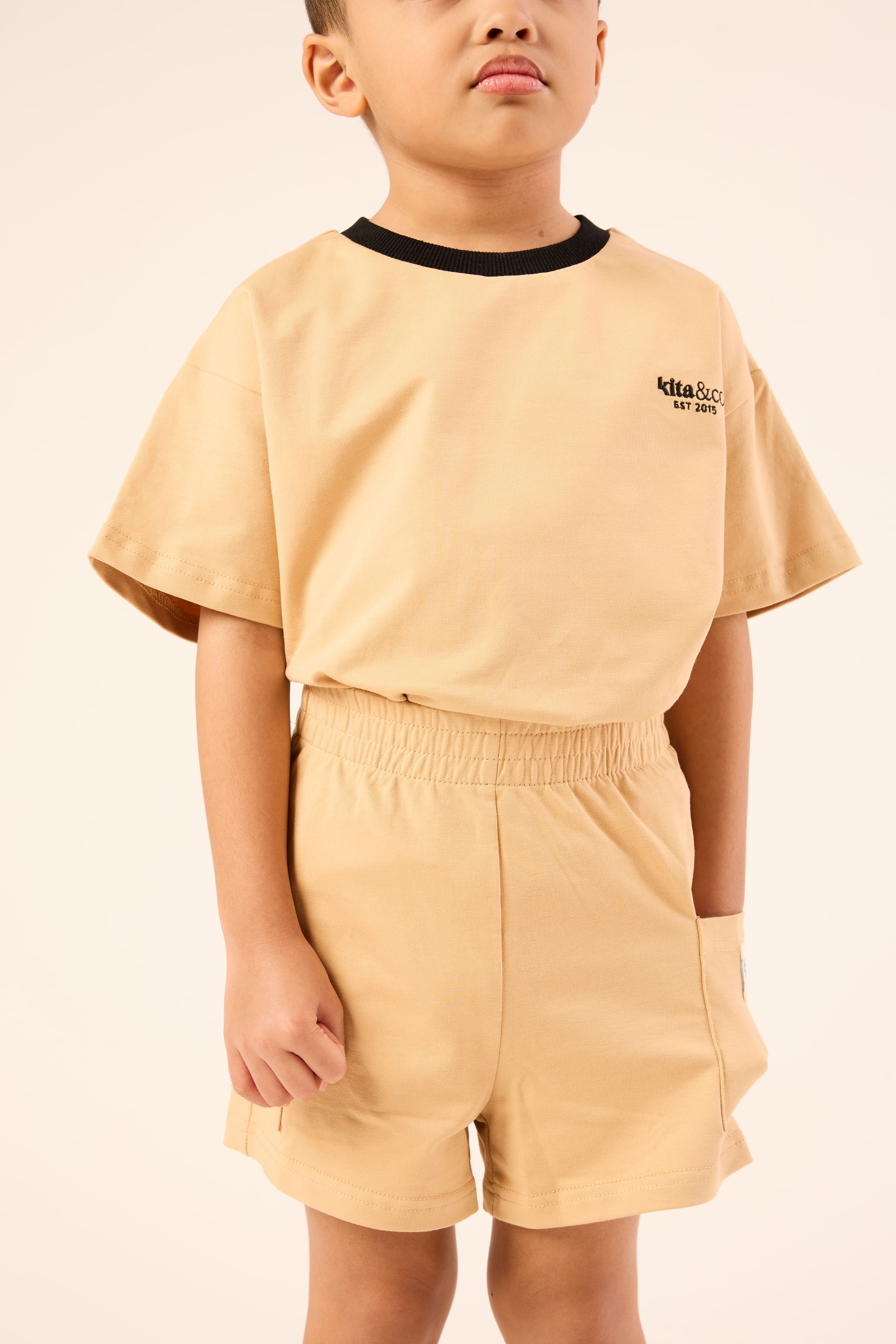 Camel Brown Comfy Shorts - Kids