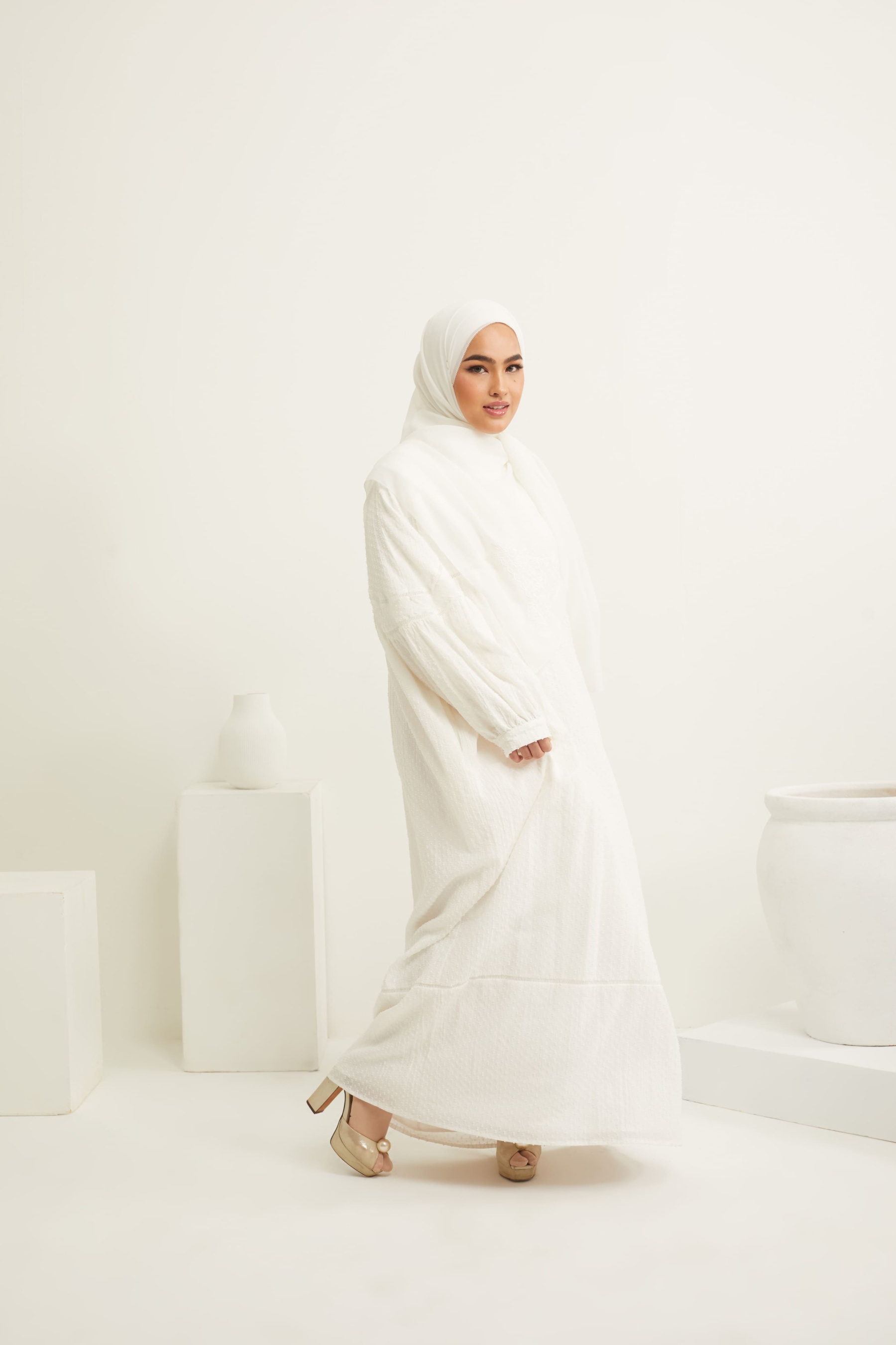 Haleema White Coquette Ribbon Long Dress