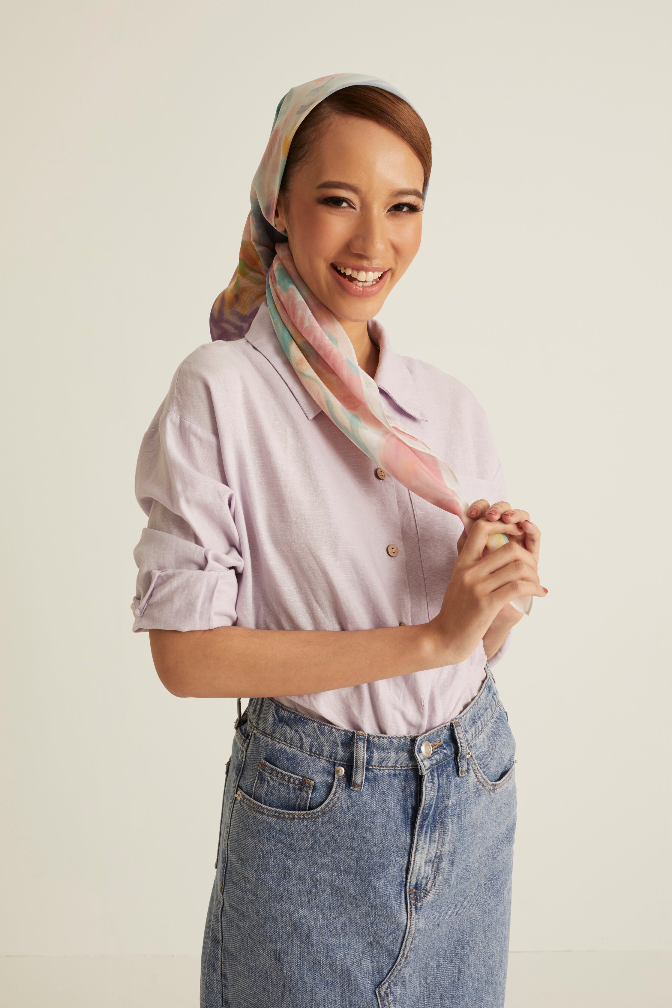 Esme White Printed Head Scarf