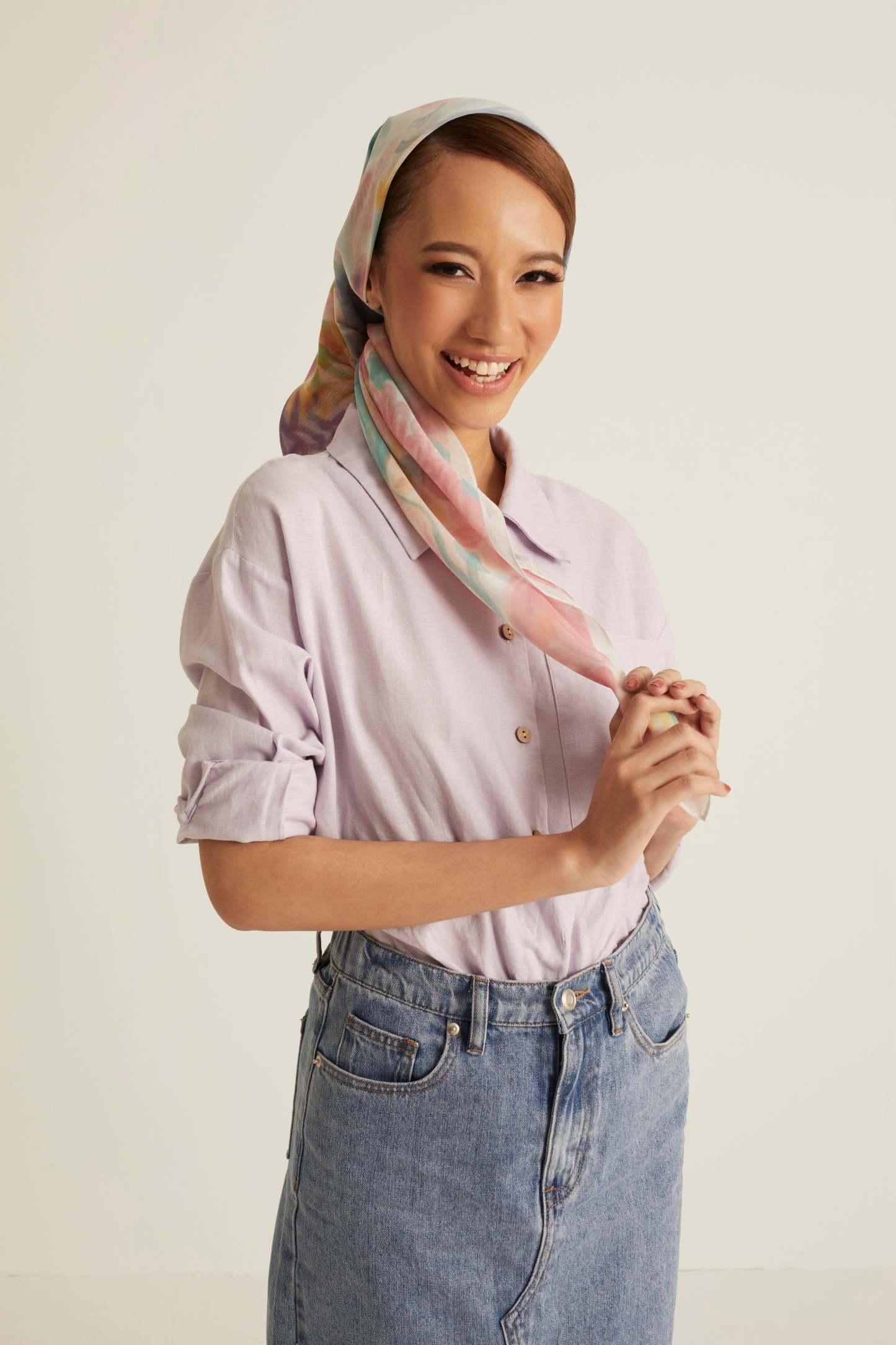 Esme White Printed Head Scarf