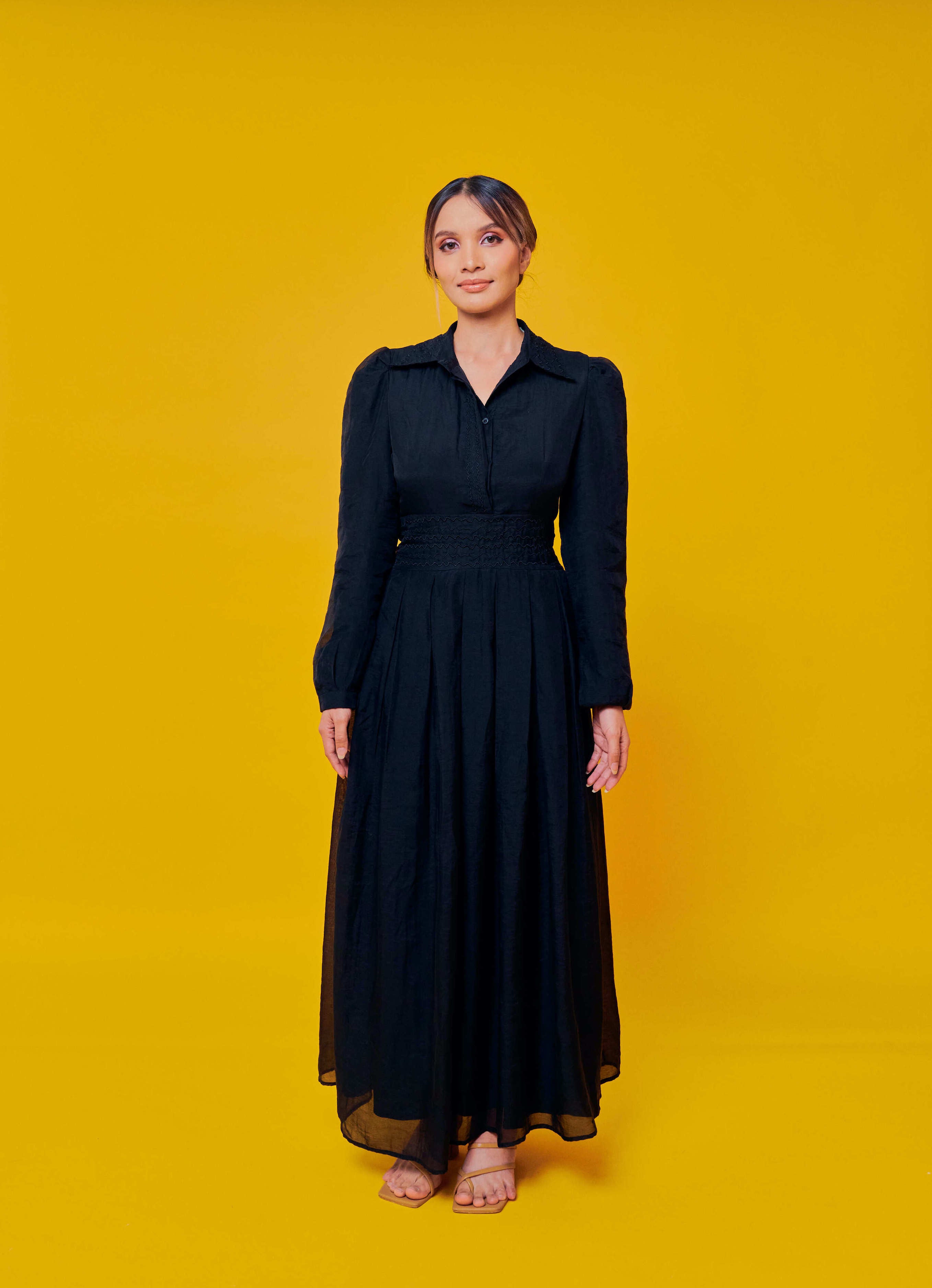 Odilia Black Collared Dress