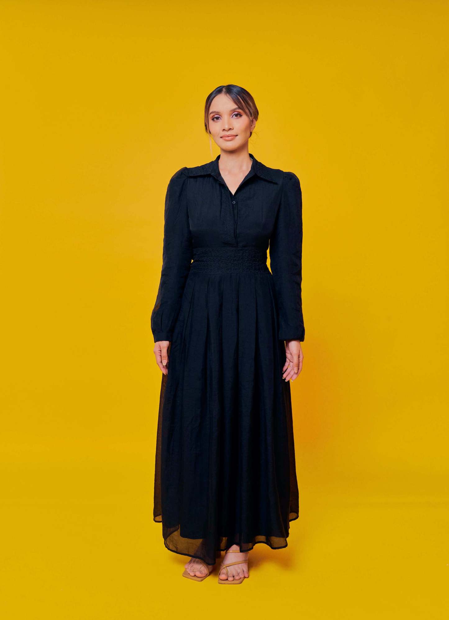 Odilia Black Collared Dress