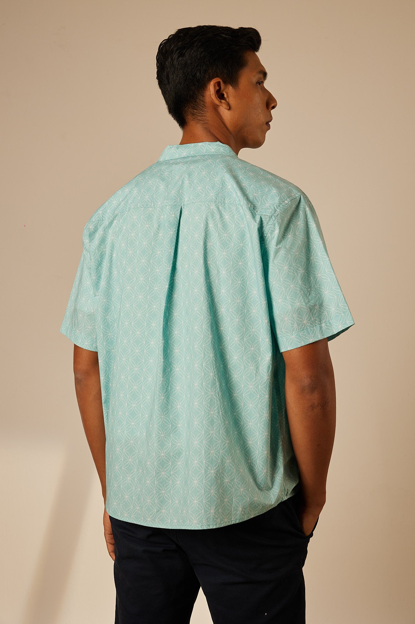 Andika Baby Blue Collared Button-Up Shirt - Men's