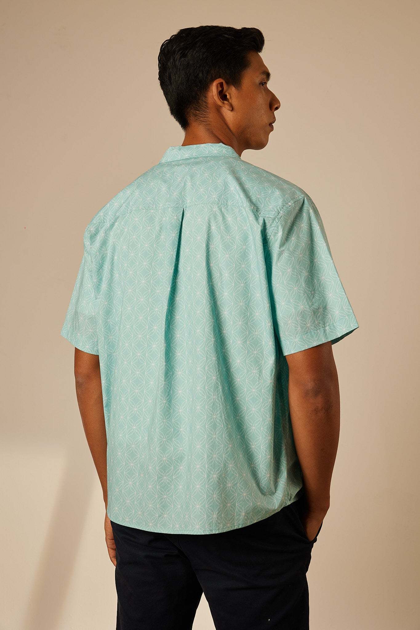 Andika Baby Blue Collared Button-Up Shirt - Men's