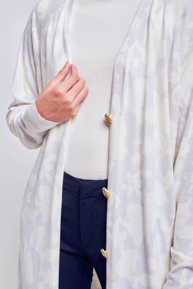 Daffodil Long Greyish Blue Cardigan - Mimpikita