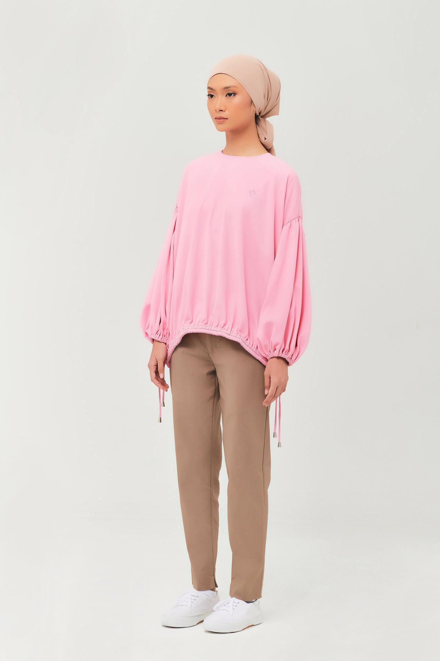 Maeve Pink Balloon Sleeve Top