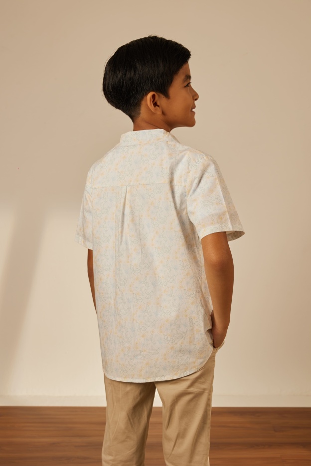 Mini Adi White Collared Button-Up Shirt
