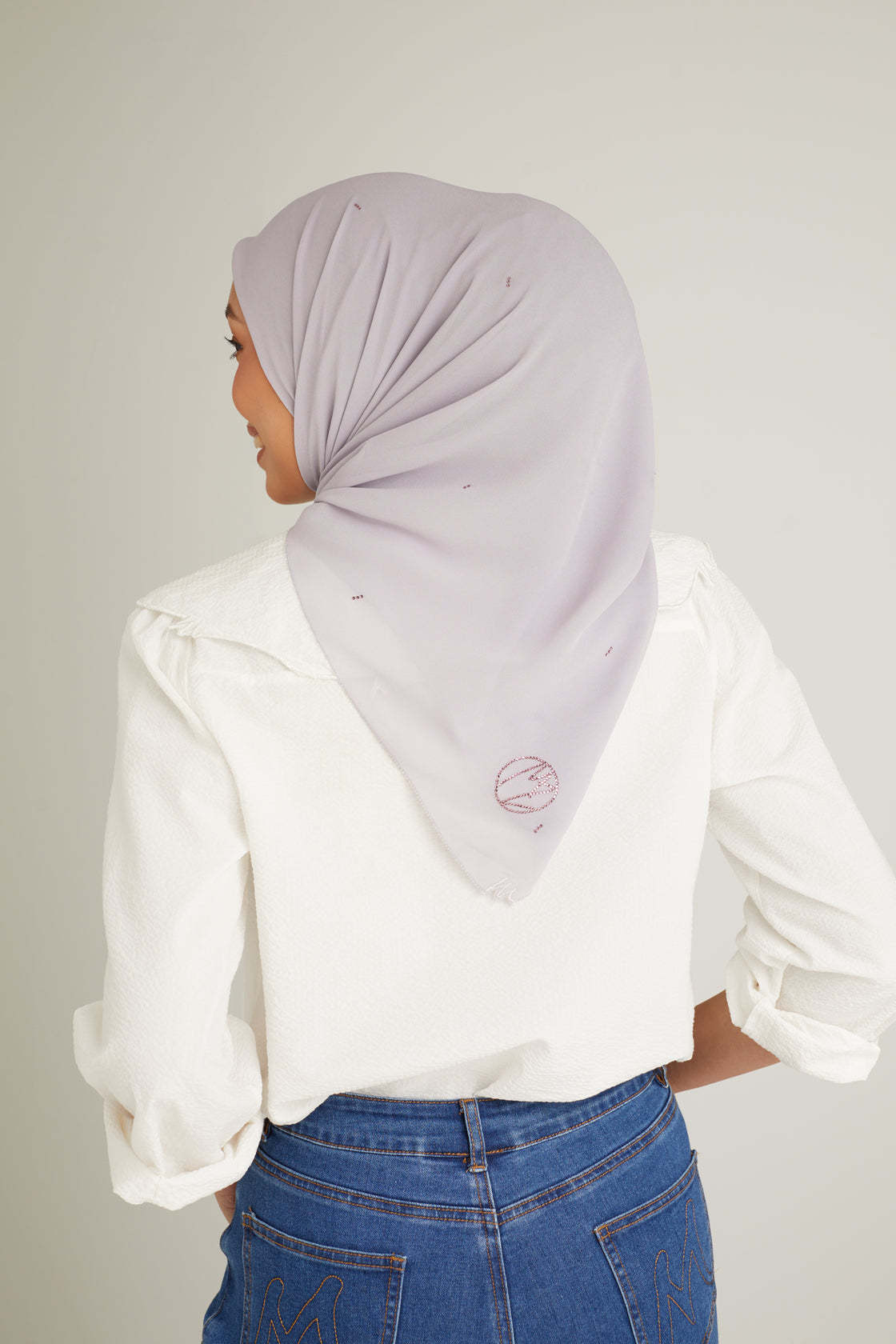 Clara Lilac Grey Head Scarf