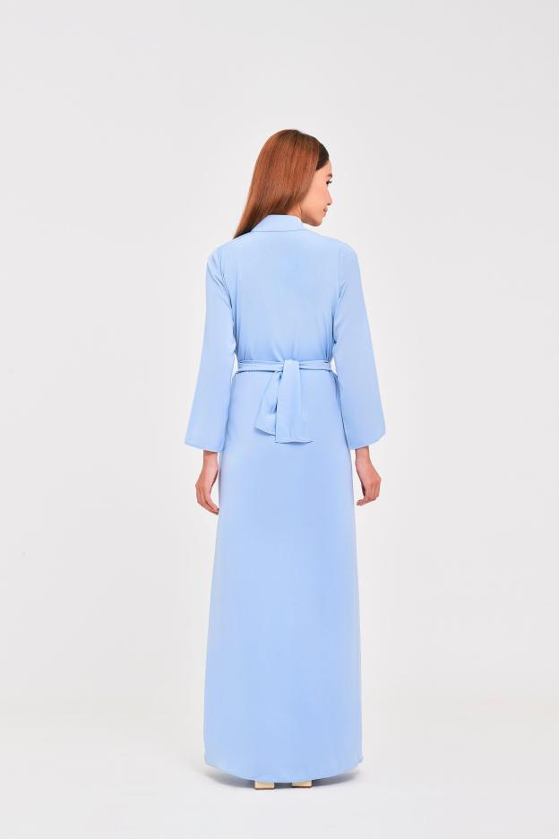 Blue Buttoned Wrap Dress - Mimpikita