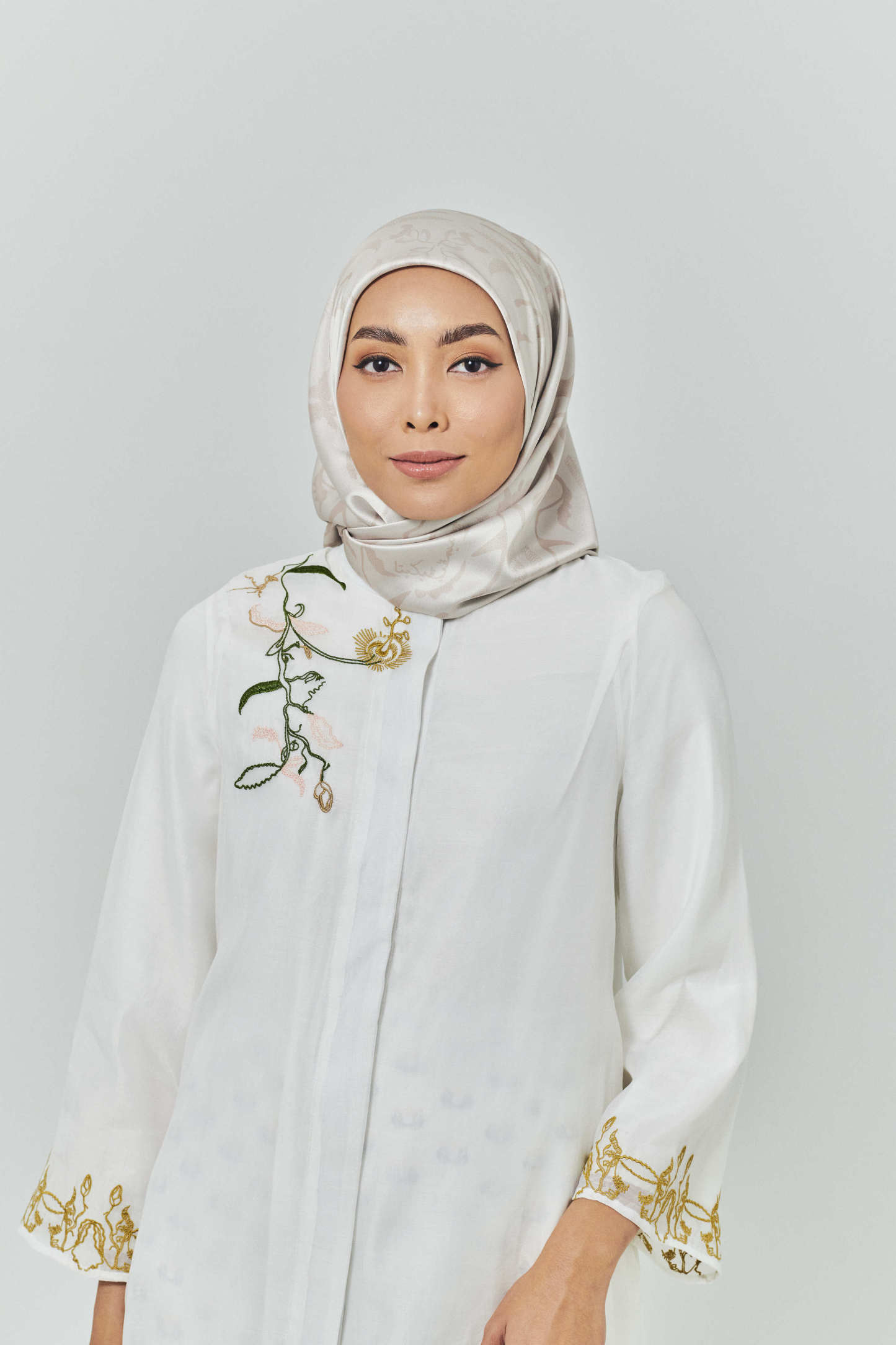 Hanna Champagne Satin Square Scarf