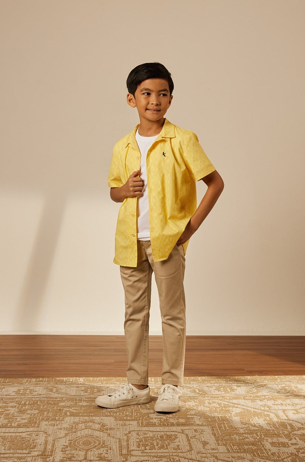 Mini Andika Yellow Collared Button-Up Shirt