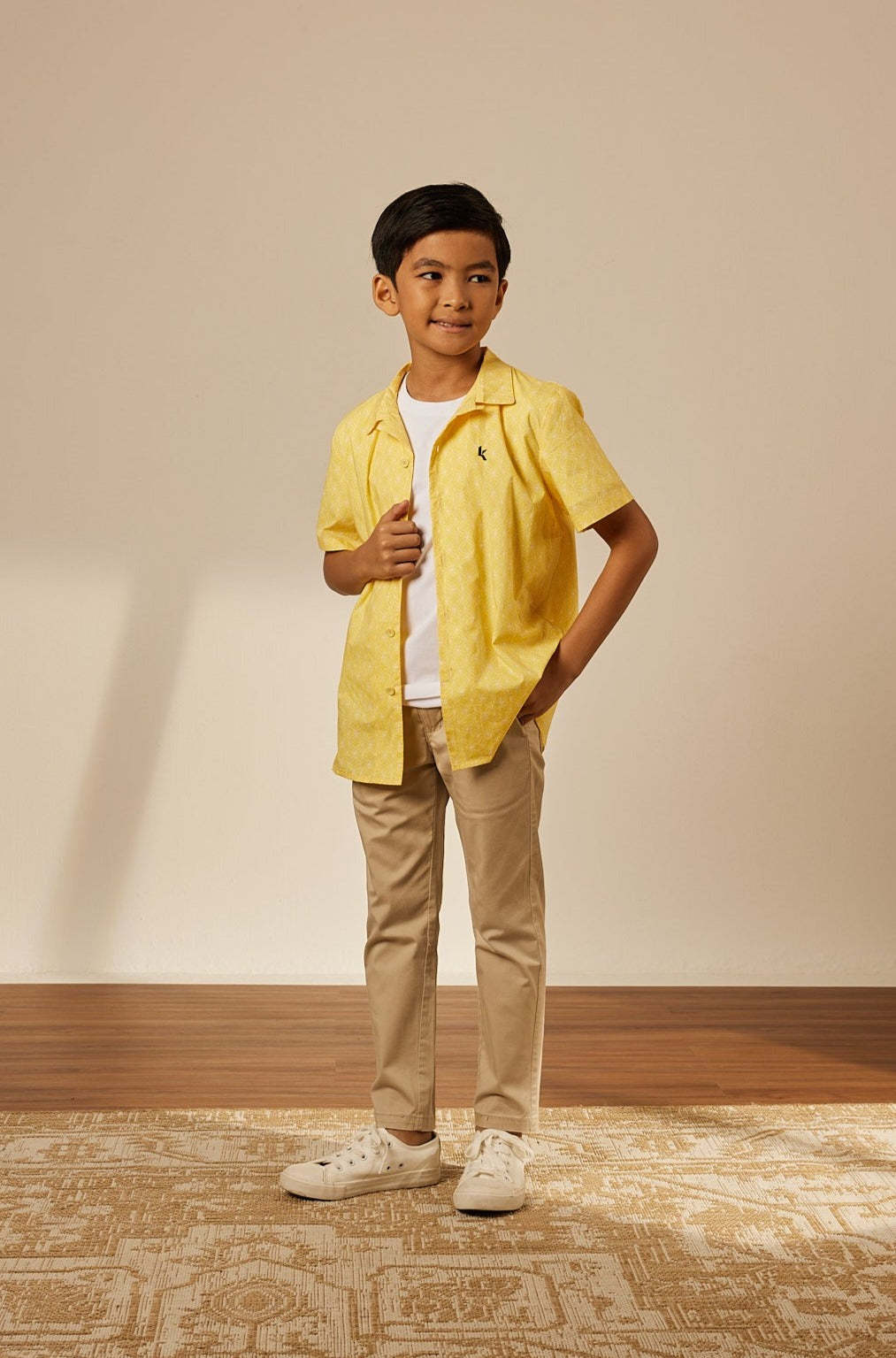 Mini Andika Yellow Collared Button-Up Shirt