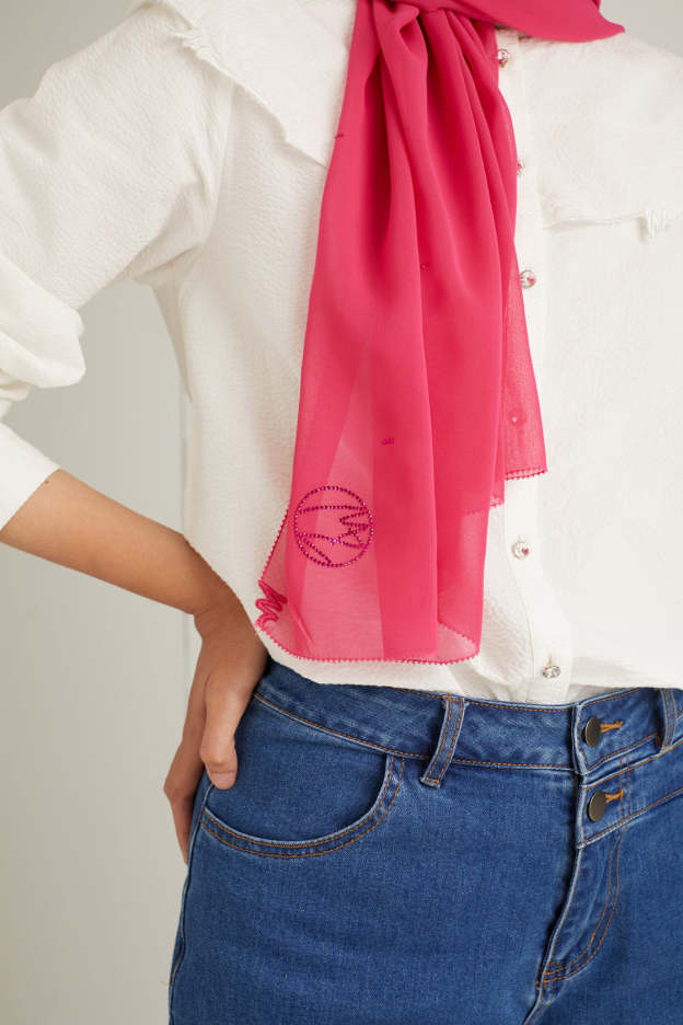Cacia Fuchsia Pink Chiffon  Shawl