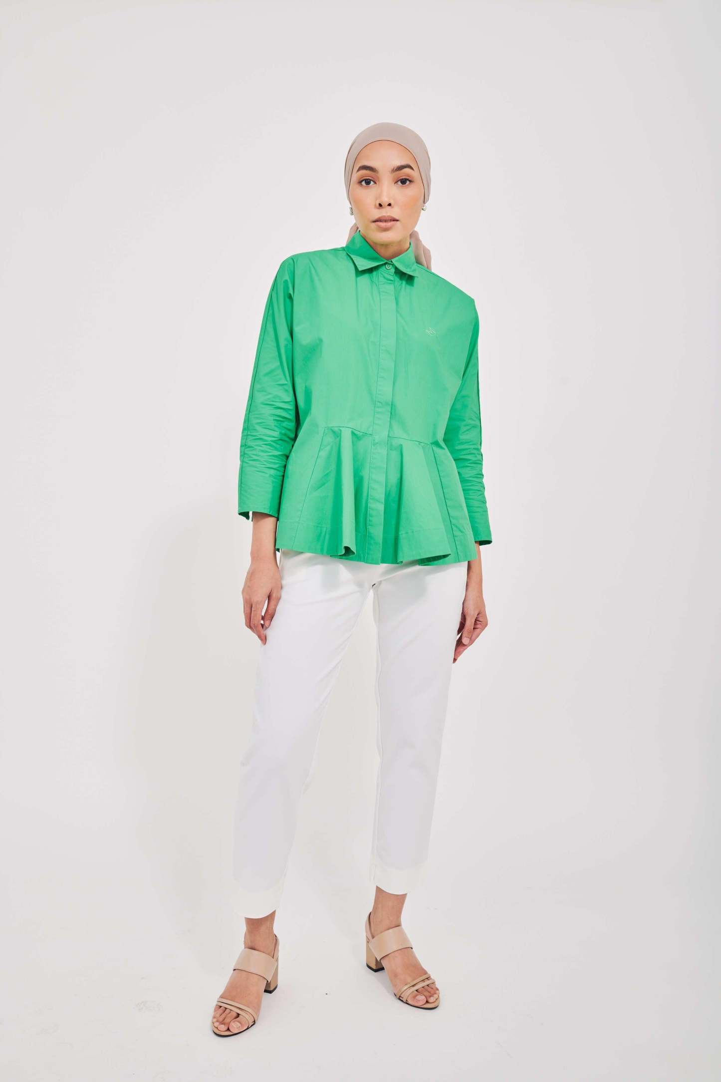 Green Cotton Flare Top - Mimpikita