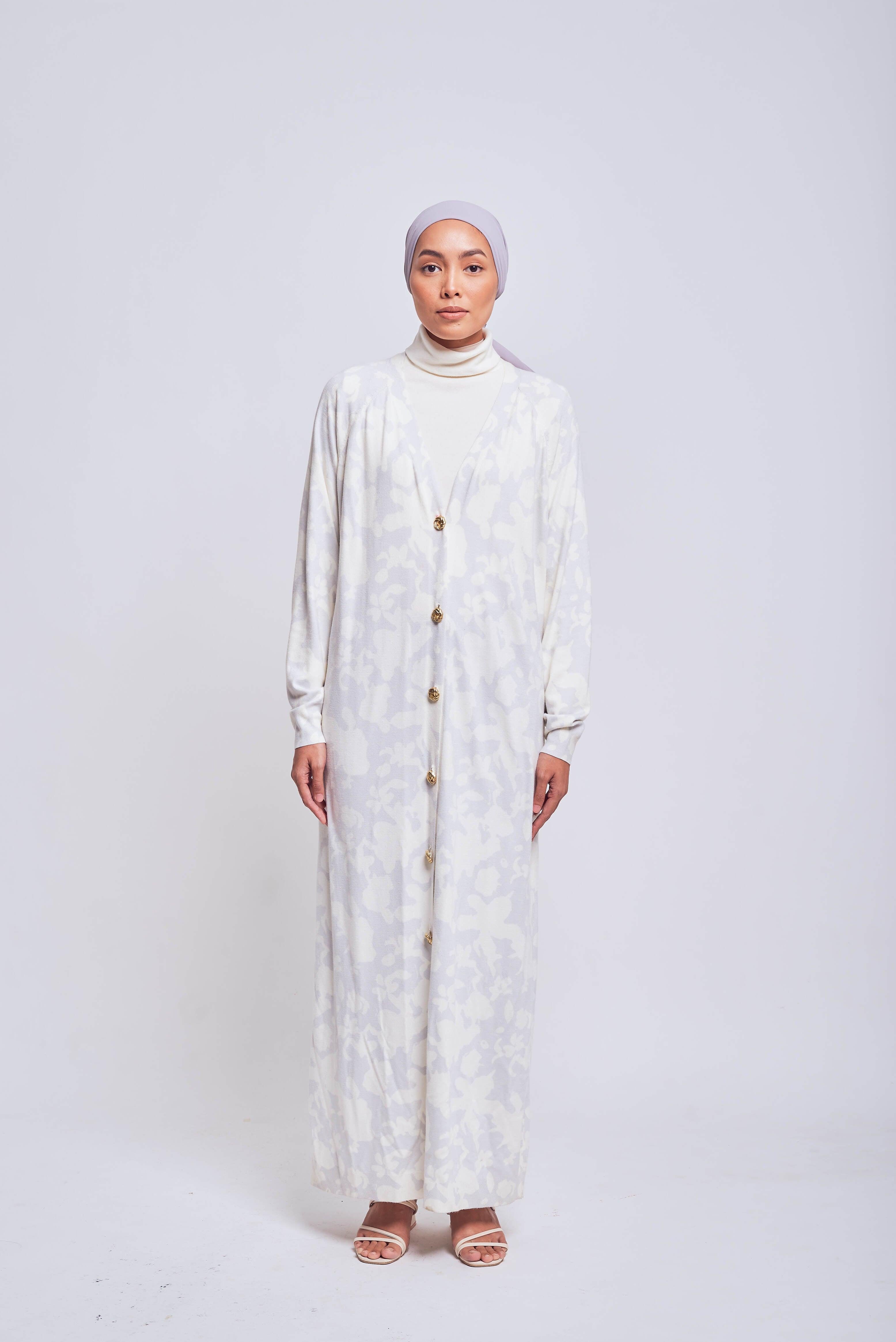 Daffodil Long Greyish Blue Cardigan - Mimpikita