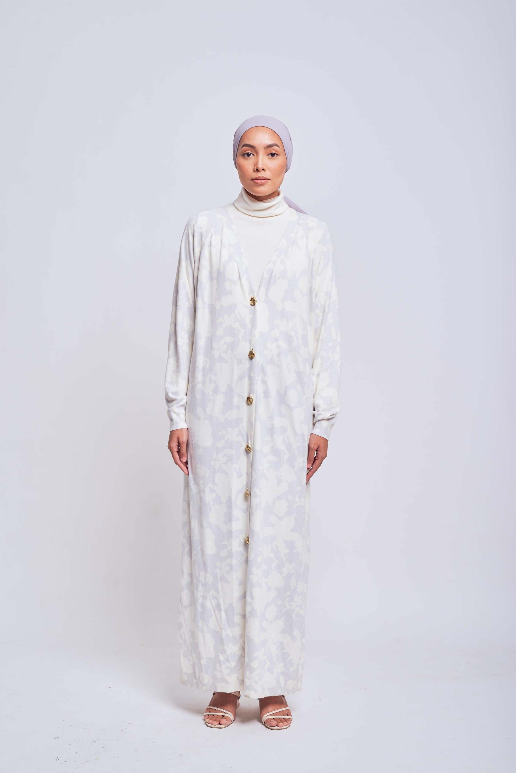 Daffodil Long Greyish Blue Cardigan - Mimpikita