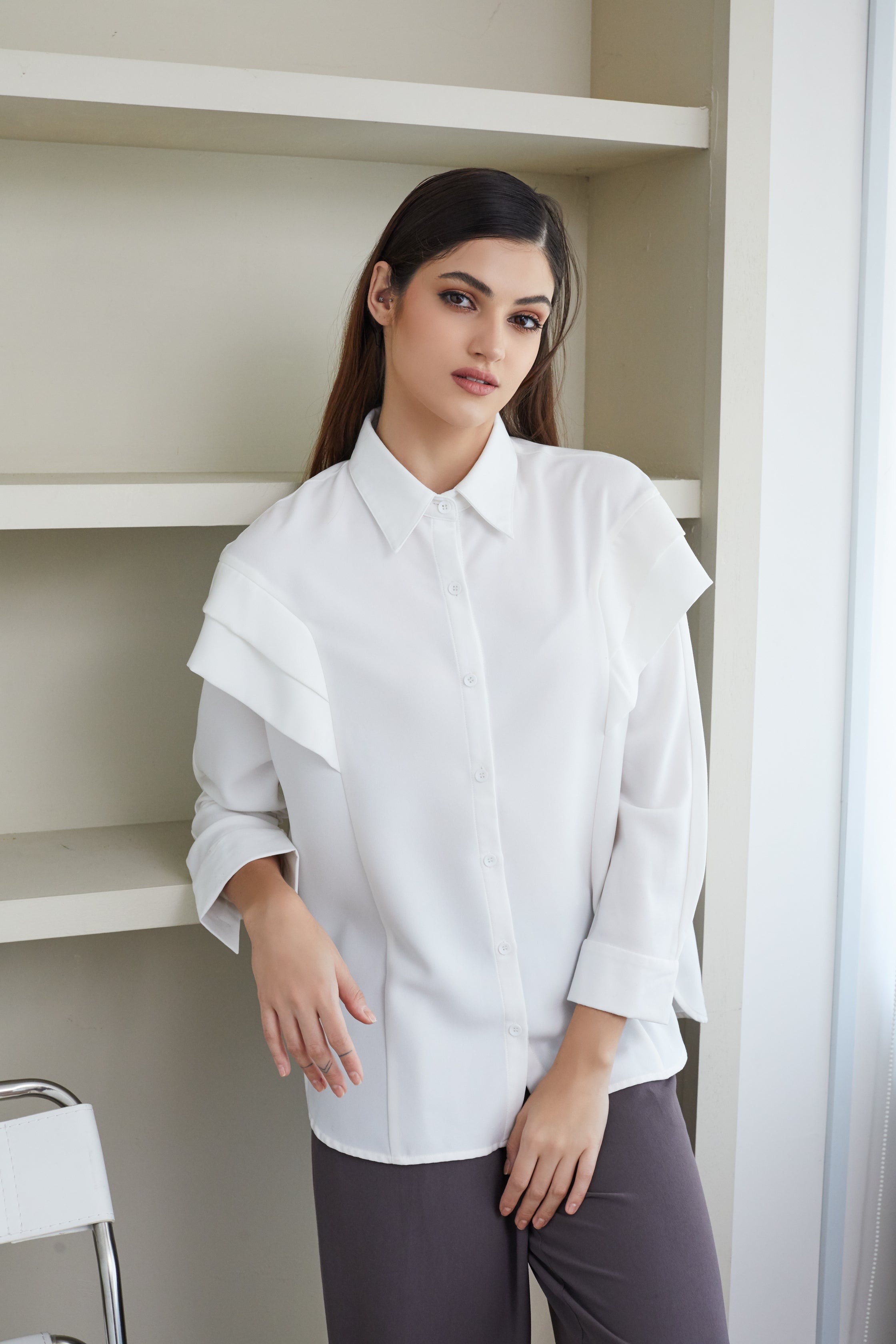 Layered Sleeve White Blouse