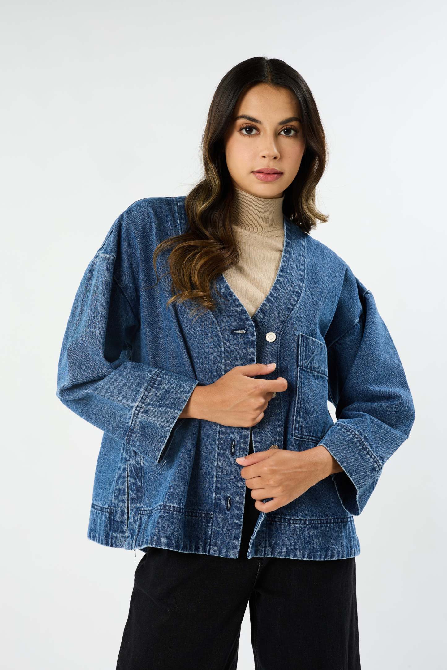 Buy Heather Blue Denim Kimono | Mimpikita