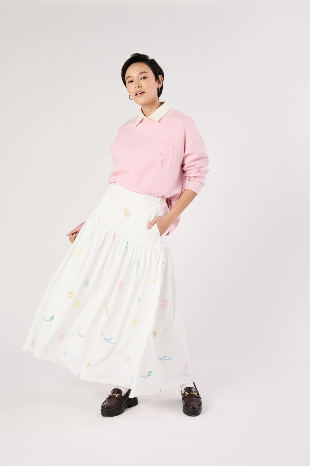 Charlotte White Floral Printed Skirt
