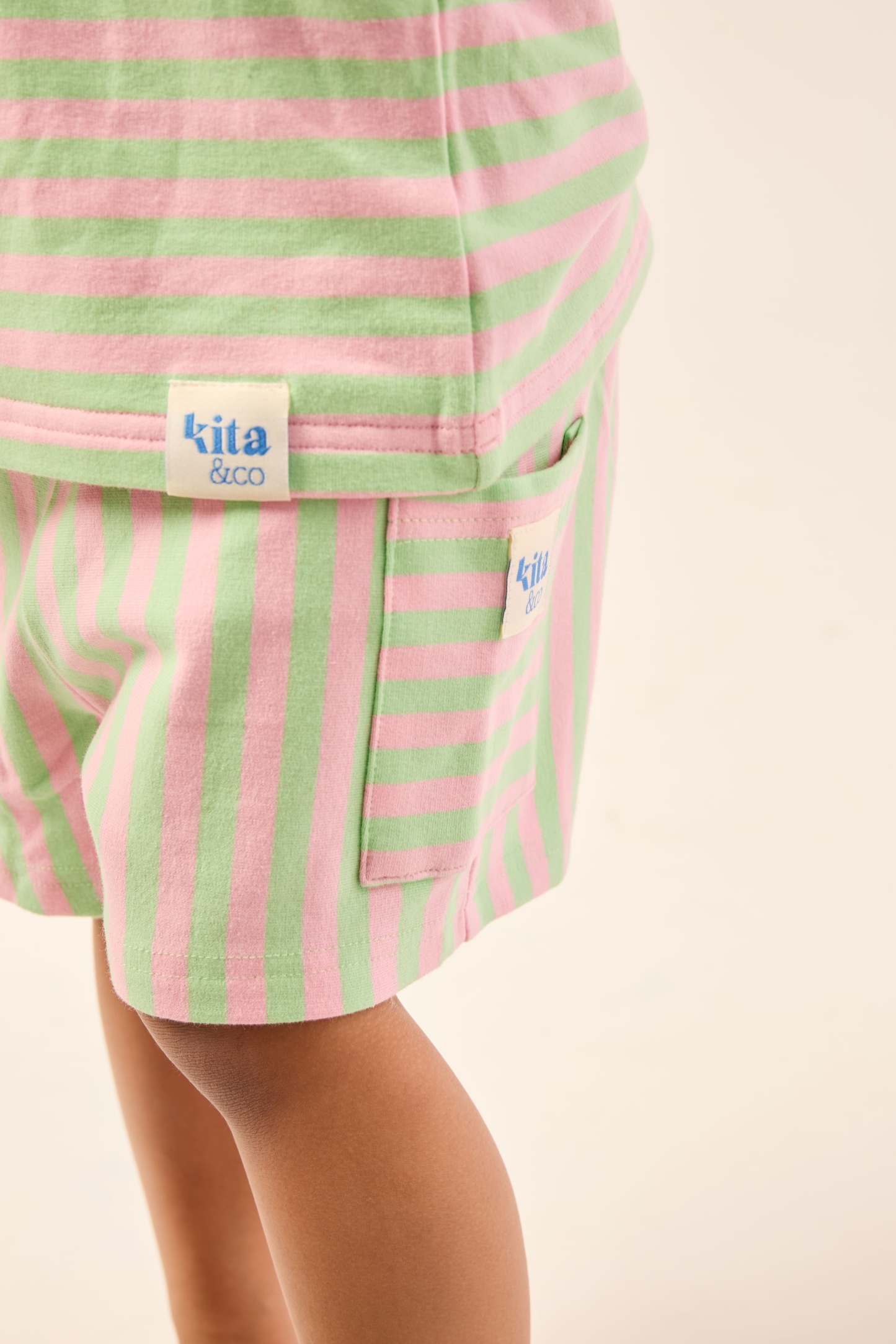 Bubblegum Pink & Lime Comfy Striped Shorts - Kids