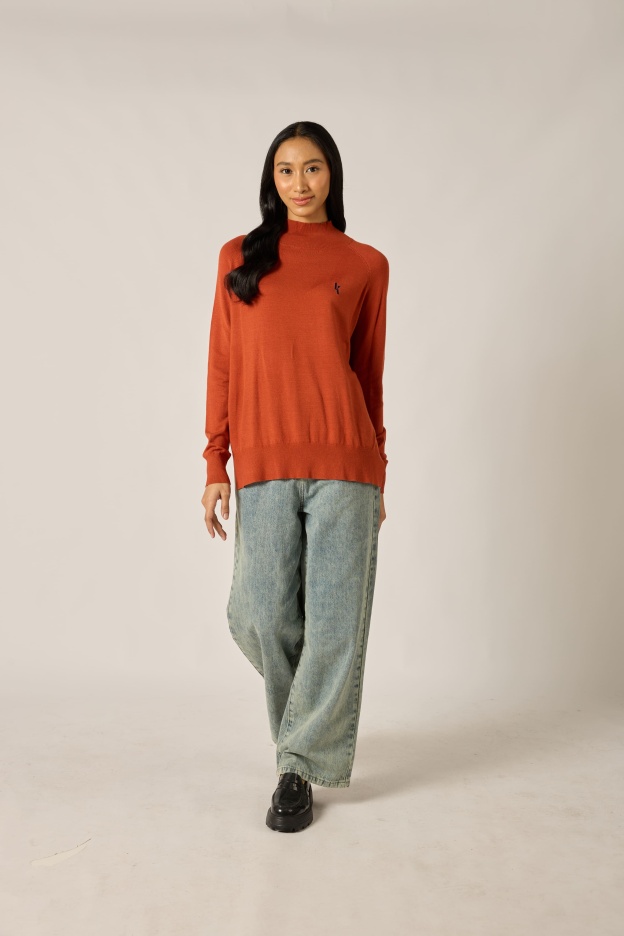 Brick Orange Wool Top - Women's