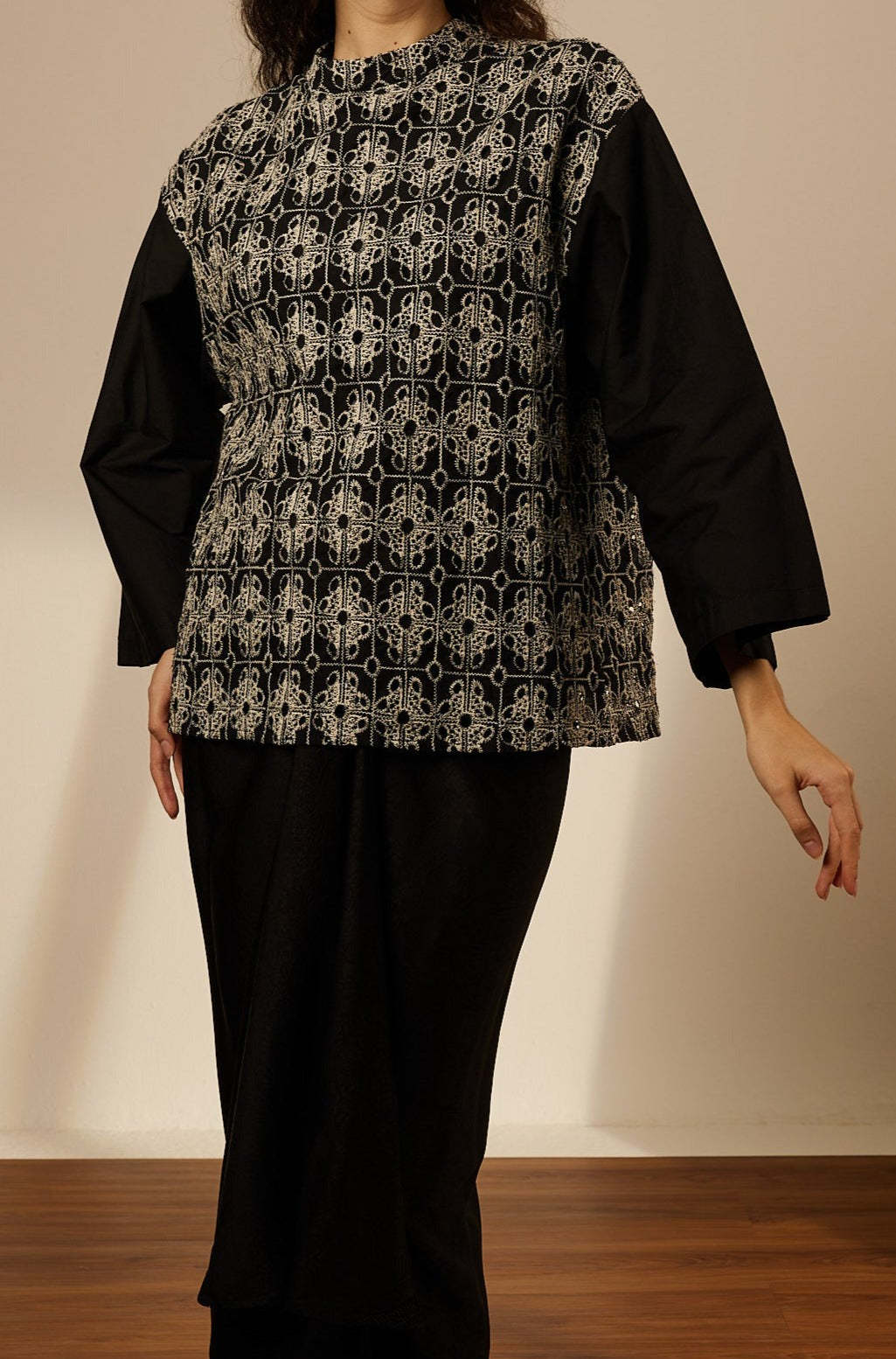 Maria Black Lace Top With Pareo Skirt