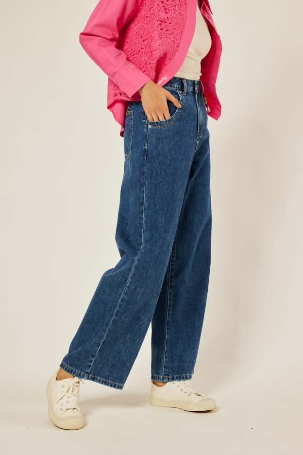 Lara Wide Straight Jeans - Blue