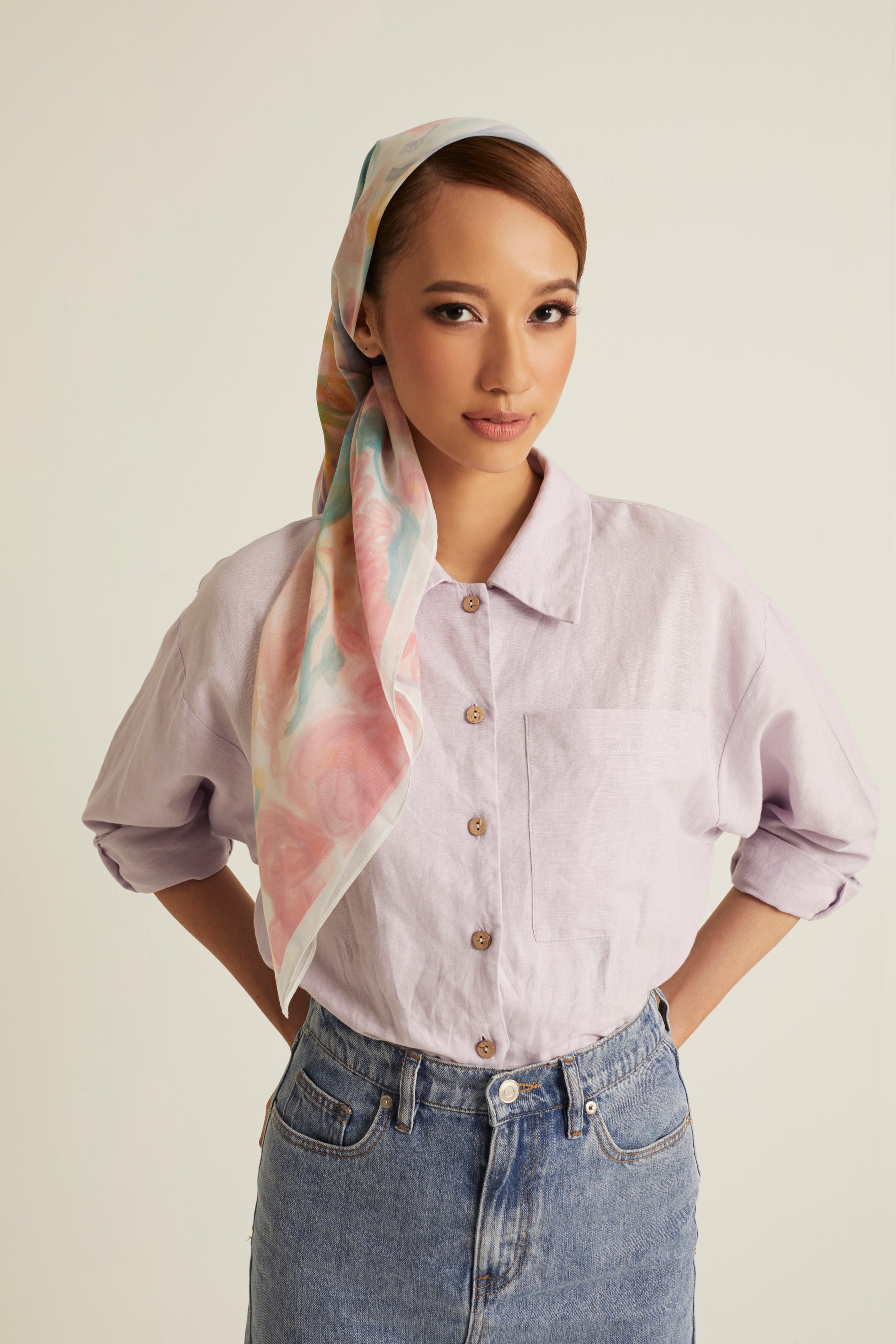 Esme White Printed Head Scarf