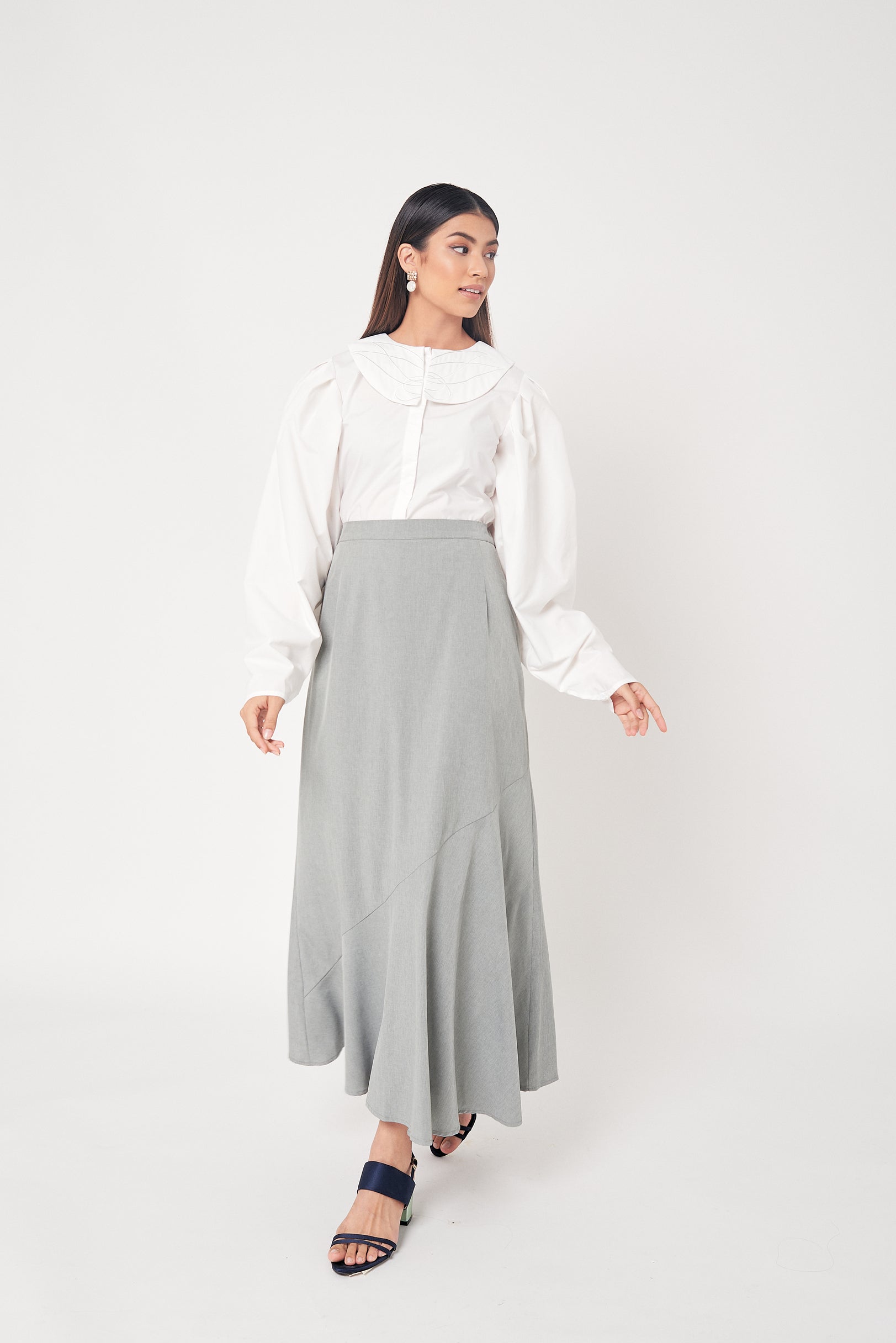 Grey Side Bias Skirt