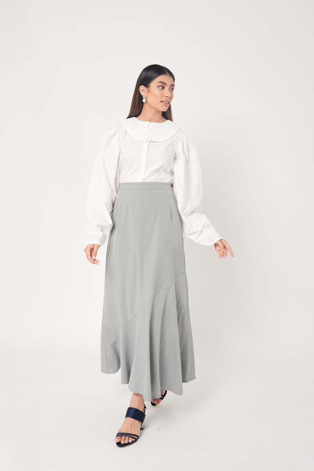 Grey Side Bias Skirt